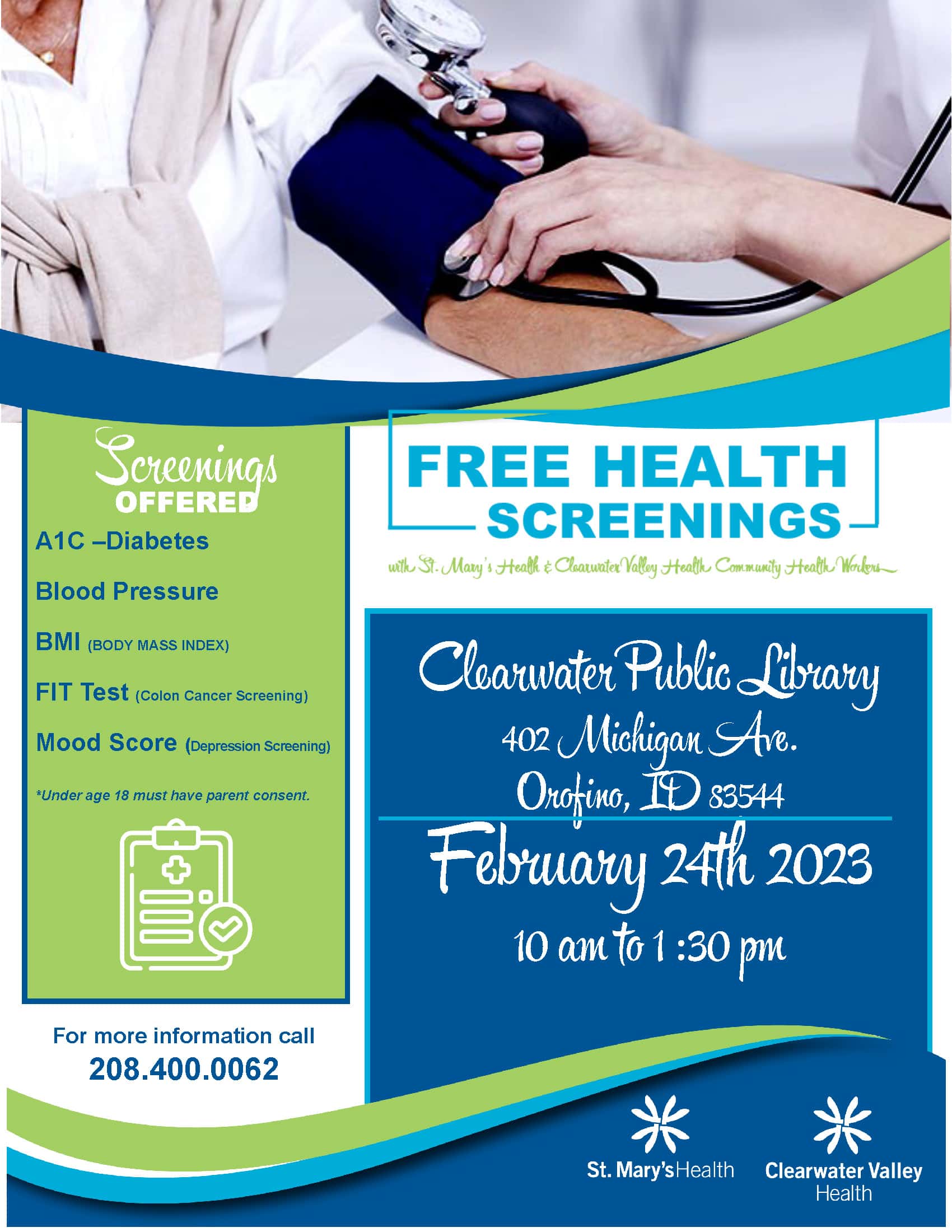 Health Screenings Flyer Orofino